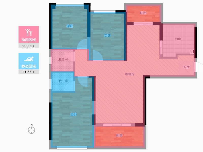 湖北省-荆门市-东方美地-89.18-户型库-动静分区