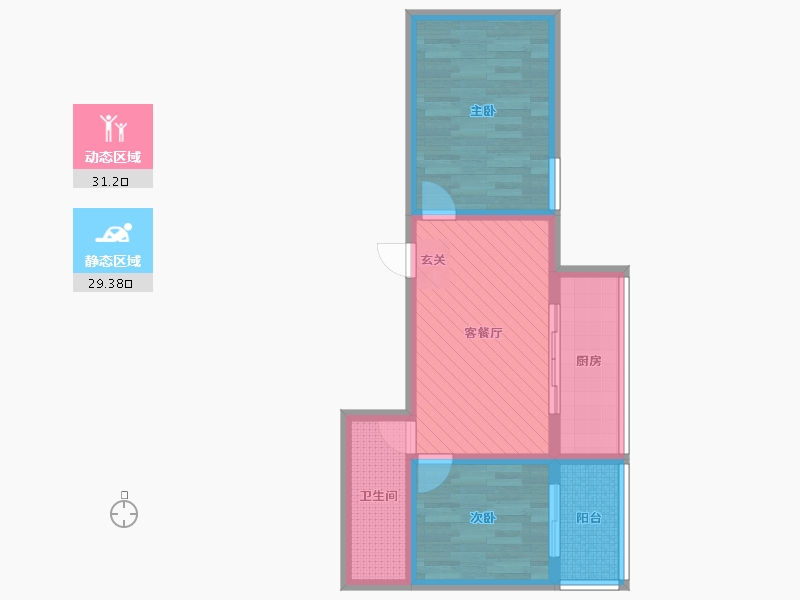 陕西省-西安市-宝枫佳苑-51.63-户型库-动静分区