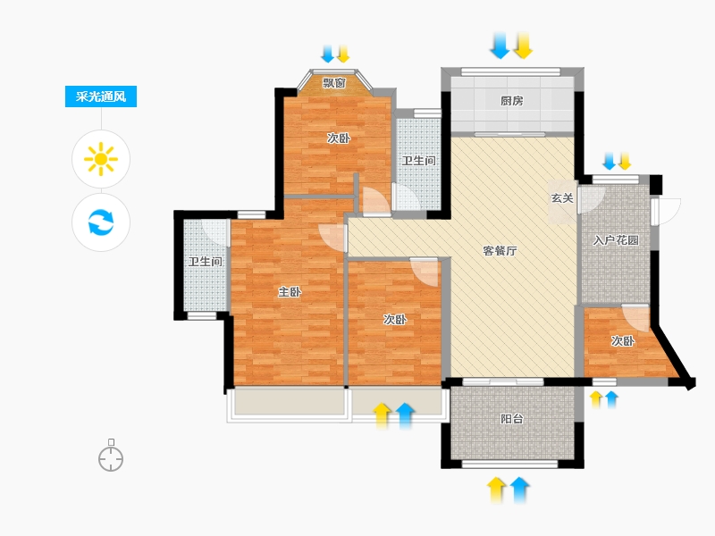 广东省-佛山市-东湖洲花园-98.20-户型库-采光通风