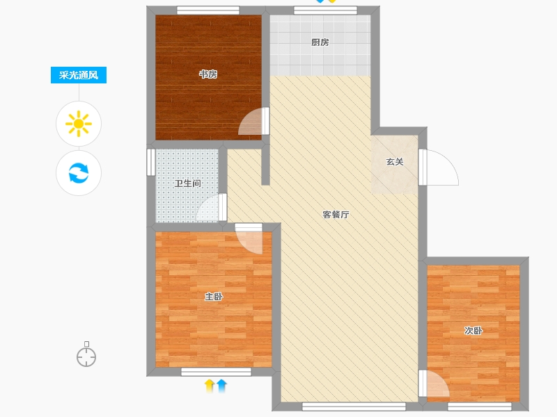 内蒙古自治区-赤峰市-百合国际-84.04-户型库-采光通风