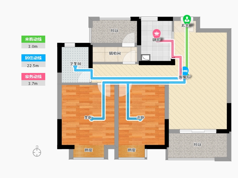 江苏省-扬州市-文昌华府-73.68-户型库-动静线