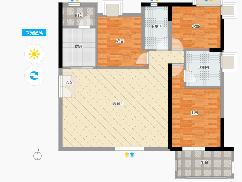 湖北省-十堰市-东风阳光城-四期-97.48-户型库-采光通风