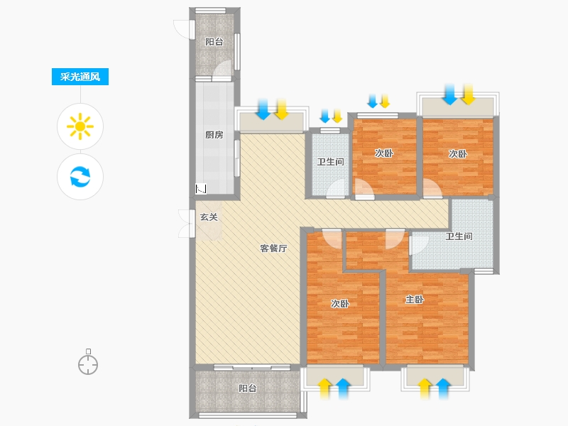 福建省-福州市-皇庭美域-118.85-户型库-采光通风