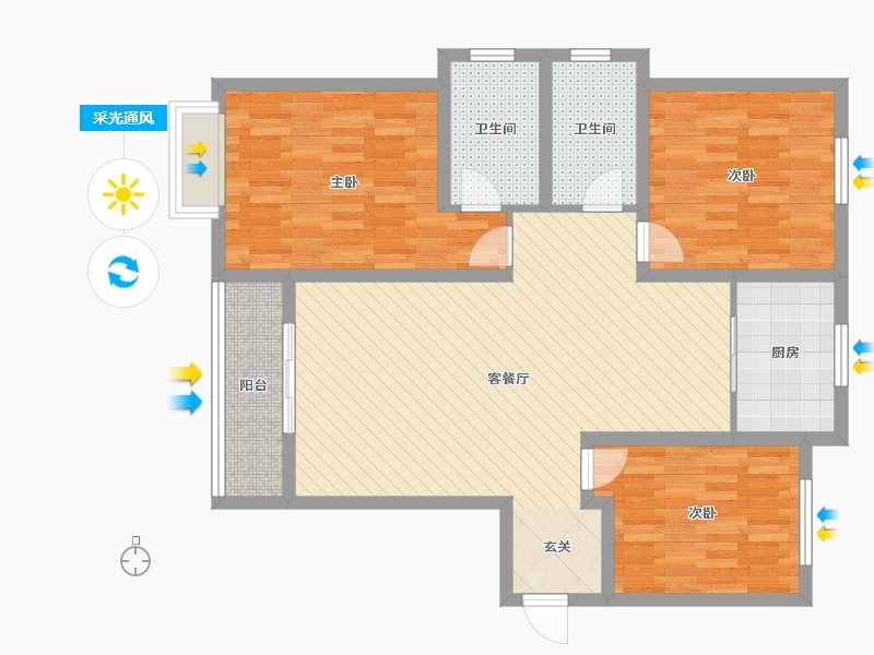 河南省-郑州市-绿都紫荆华庭和园-100.00-户型库-采光通风