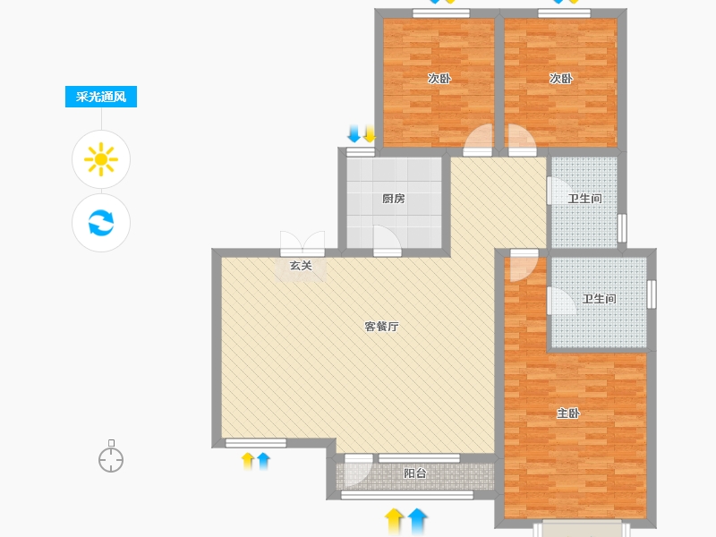 河北省-保定市-鸿坤理想湾北区-114.00-户型库-采光通风