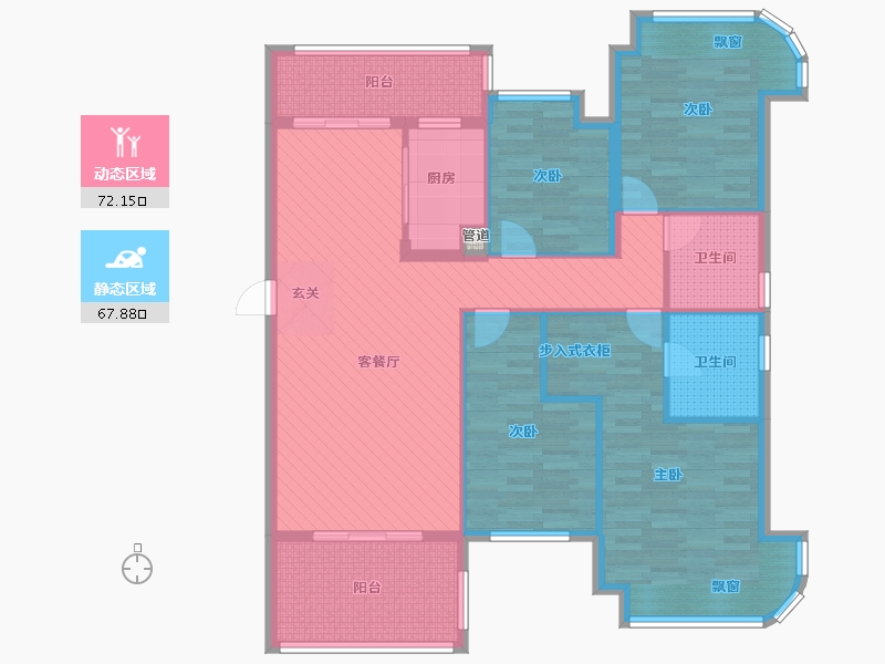 湖南省-长沙市-明昇壹城-125.38-户型库-动静分区