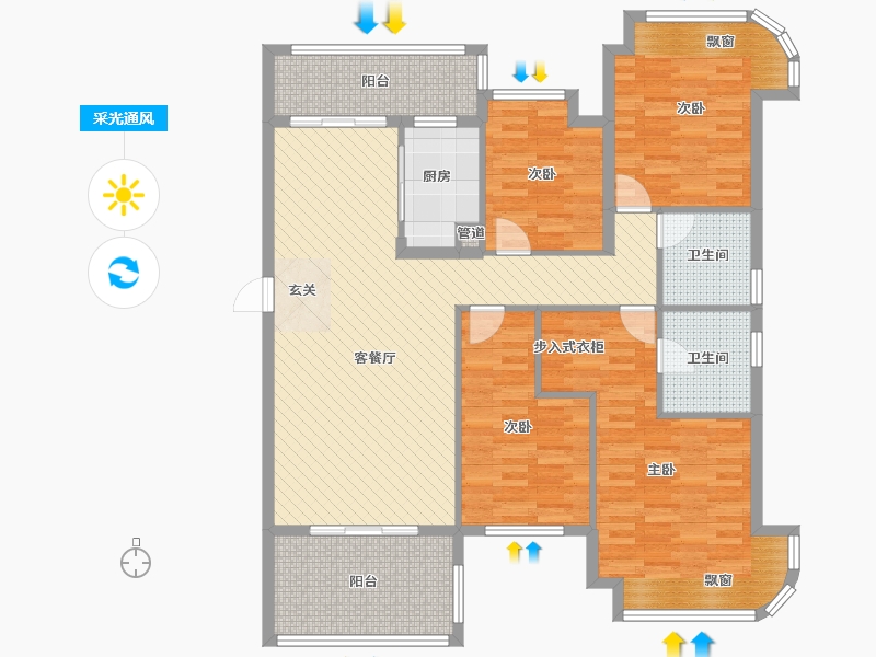 湖南省-长沙市-明昇壹城-125.38-户型库-采光通风