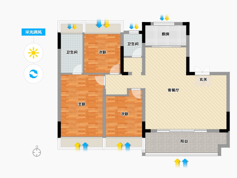 雅旭新乐府3室2厅2卫1厨14100㎡户型图