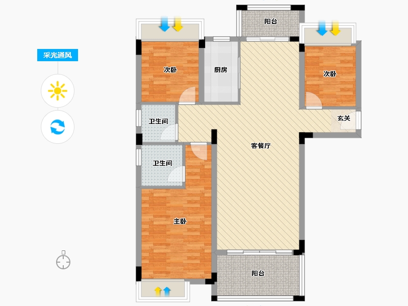 江西省-赣州市-水韵嘉城-97.35-户型库-采光通风