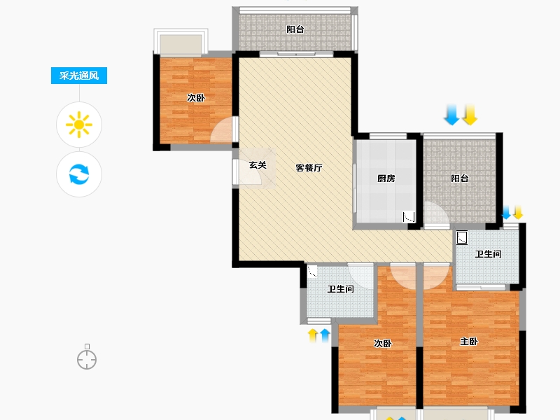 江苏省-苏州市-南山维拉-108.00-户型库-采光通风