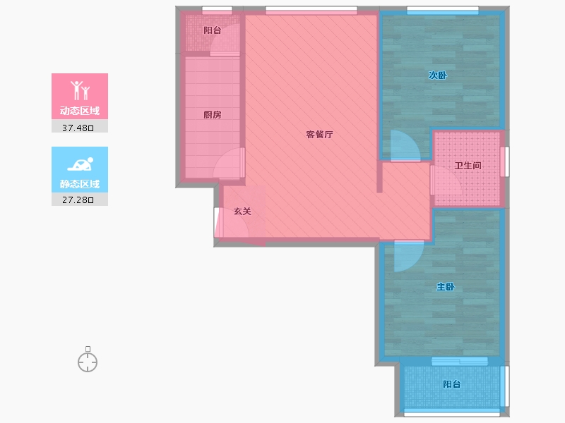 北京-北京市-西山峻景-57.14-户型库-动静分区