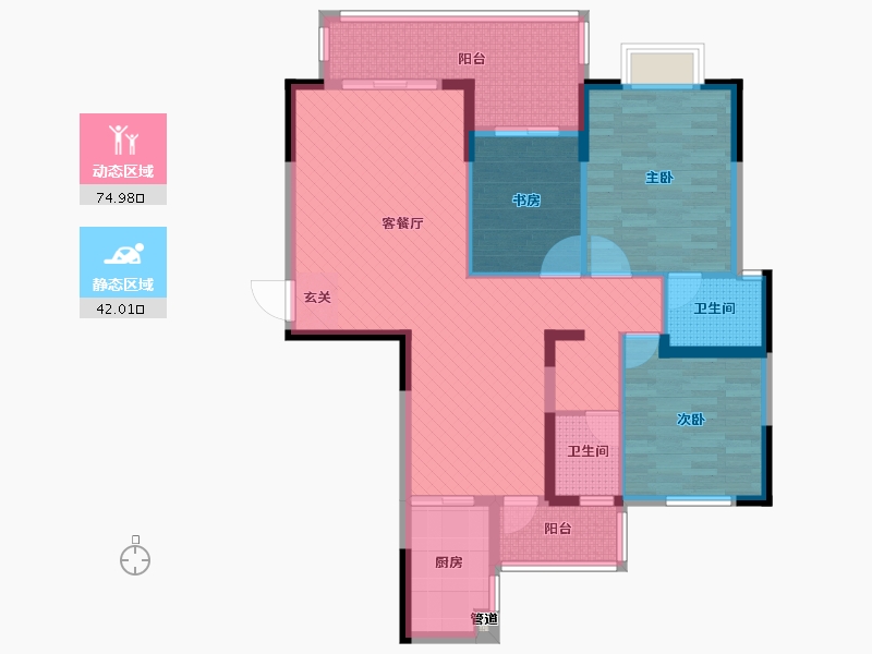 湖南省-益阳市-江南华府-103.29-户型库-动静分区