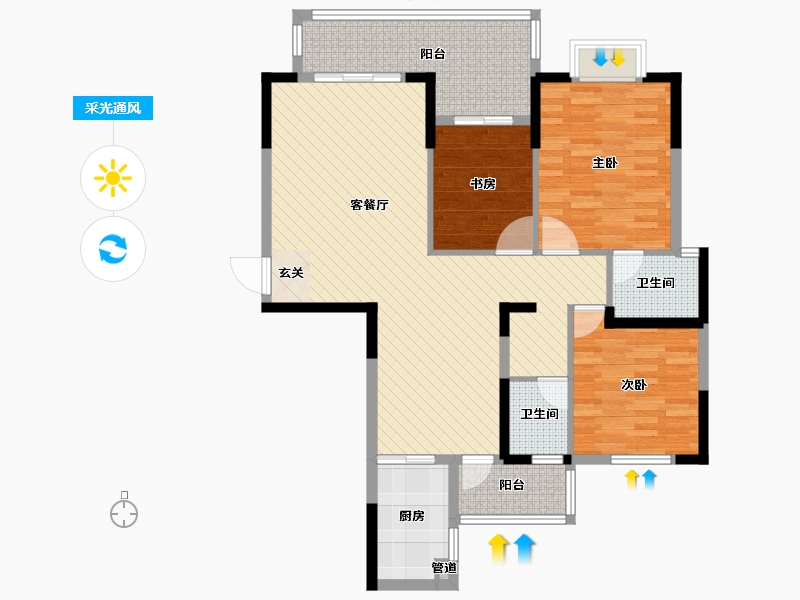 湖南省-益阳市-江南华府-103.29-户型库-采光通风