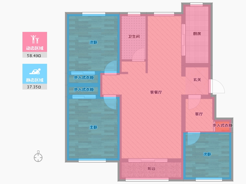 河北省-唐山市-兰庭华府-81.92-户型库-动静分区