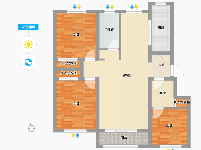 河北省-唐山市-兰庭华府-81.92-户型库-采光通风