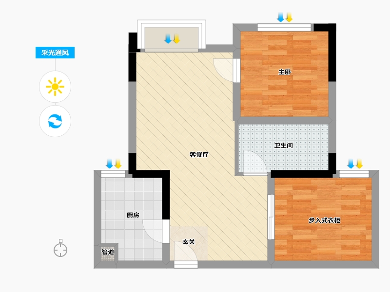 河南省-郑州市-工人路黄岗寺小区-50.50-户型库-采光通风