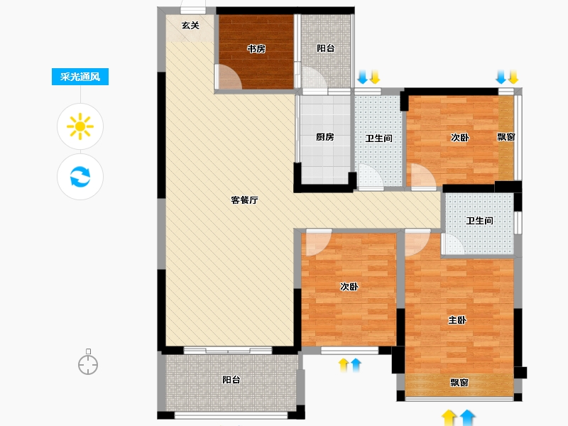 广西壮族自治区-贵港市-凯旋新天地-103.45-户型库-采光通风