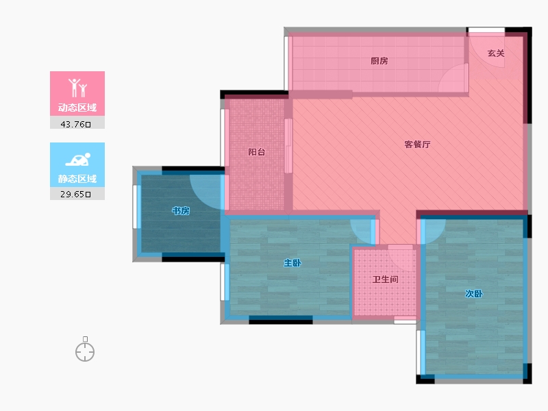 重庆-重庆市-启迪协信星麓原-63.46-户型库-动静分区