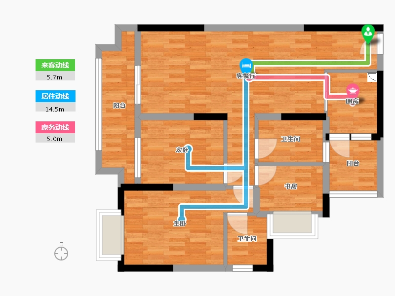 重庆-重庆市-中建滨江星城-76.79-户型库-动静线