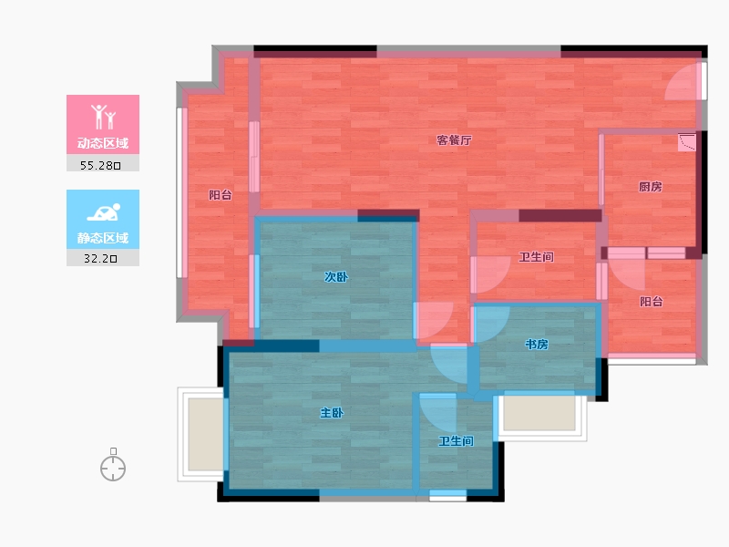 重庆-重庆市-中建滨江星城-76.79-户型库-动静分区