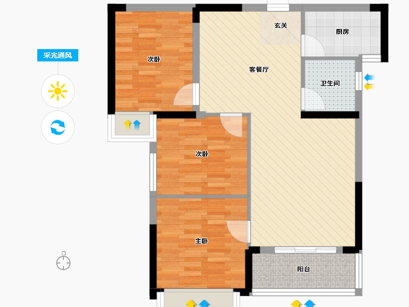 湖北省-荆门市-华夏福庭-71.59-户型库-采光通风