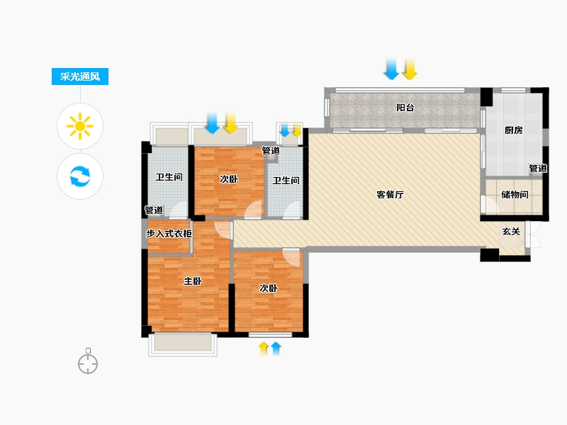 贵州省-贵阳市-华润悦府-119.62-户型库-采光通风