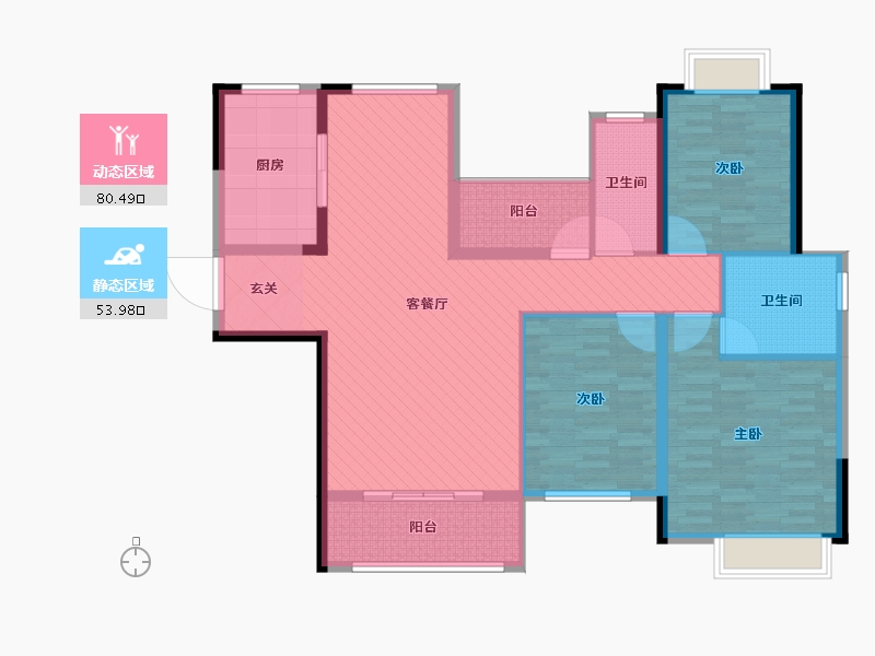 湖北省-潜江市-中心花园-120.00-户型库-动静分区