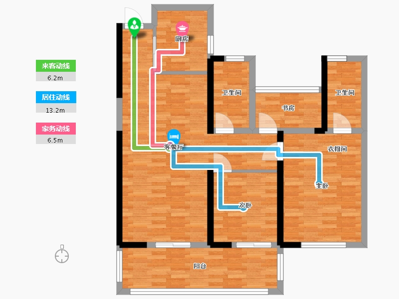 湖南省-长沙市-春晖花园-90.01-户型库-动静线