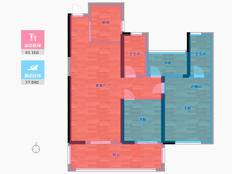 湖南省-长沙市-春晖花园-90.01-户型库-动静分区