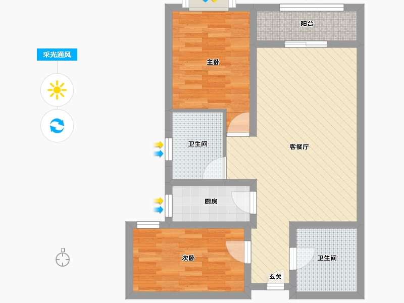 山西省-晋城市-阳光地带-62.14-户型库-采光通风