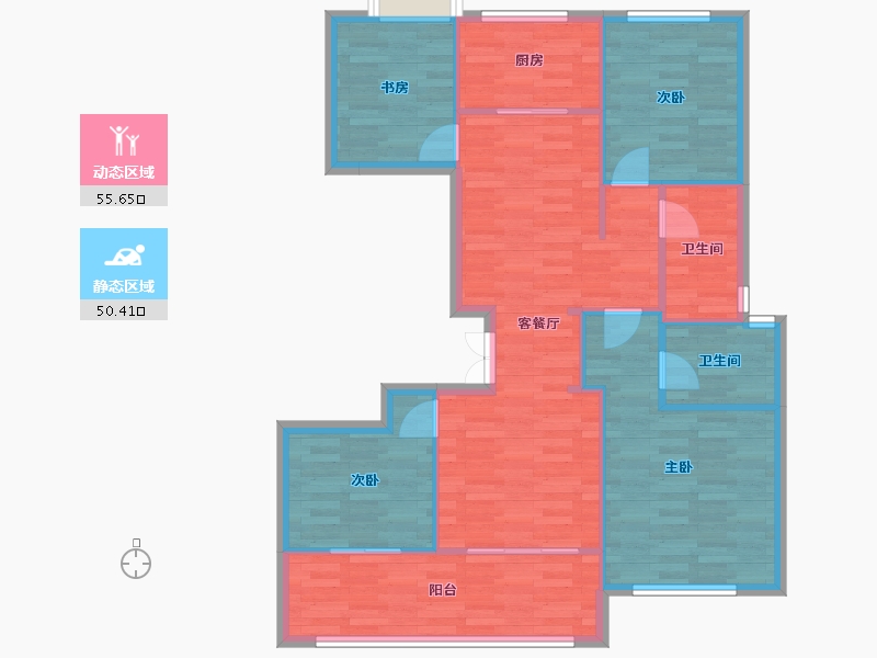 浙江省-杭州市-招商越秀公园1872　137m²-96.34-户型库-动静分区