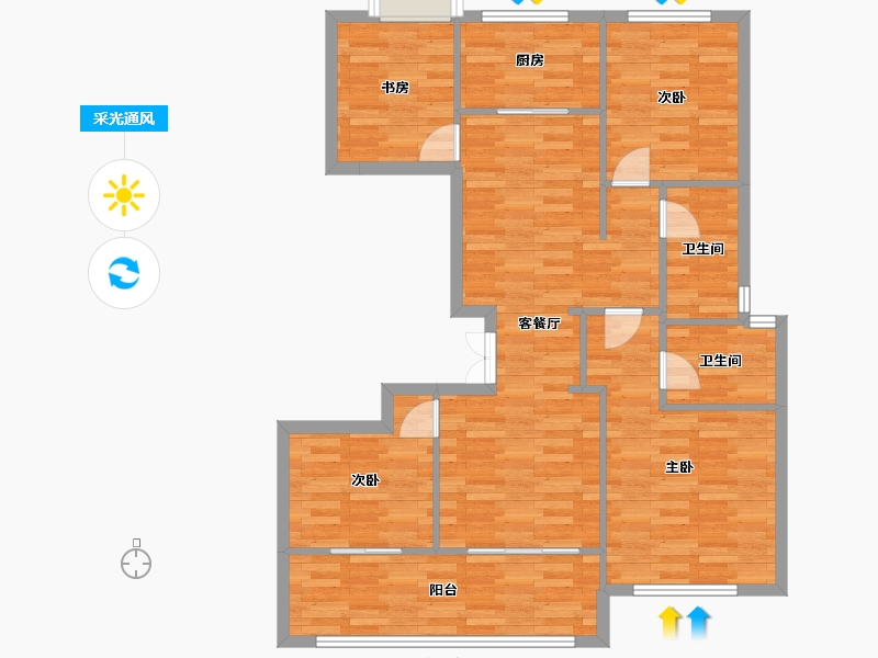 浙江省-杭州市-招商越秀公园1872　137m²-96.34-户型库-采光通风