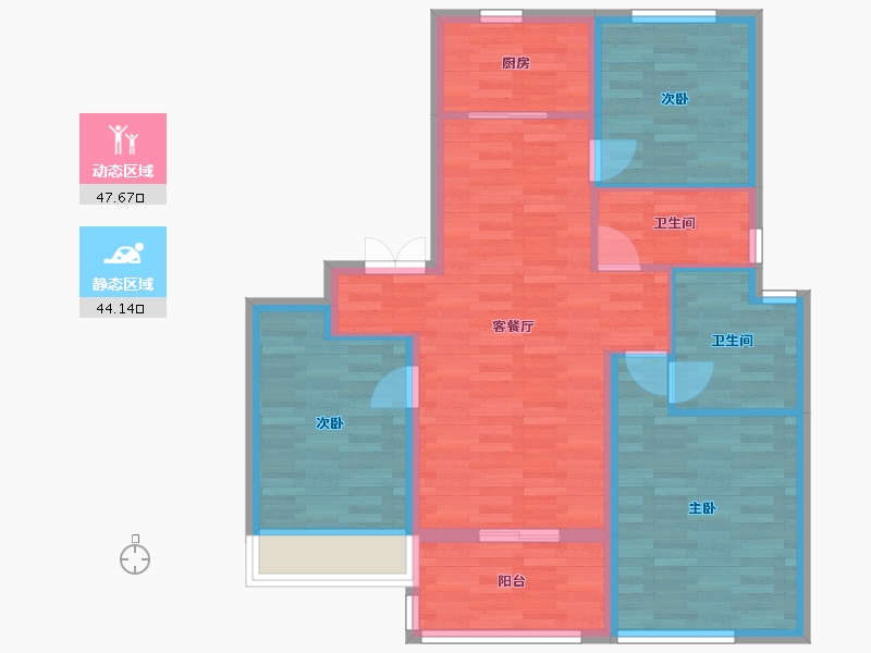 浙江省-杭州市-招商越秀公园1872　114m²-82.23-户型库-动静分区