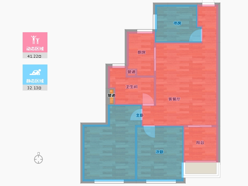 浙江省-杭州市-天城府天著85m²-66.54-户型库-动静分区