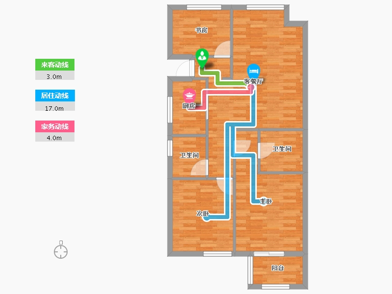 浙江省-杭州市-天城府天著89m²-73.71-户型库-动静线