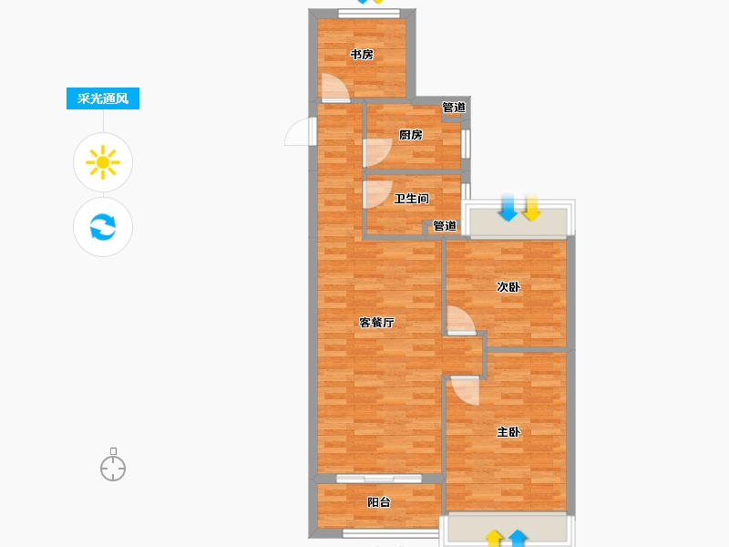 浙江省-杭州市-天城府天著87m²-70.86-户型库-采光通风