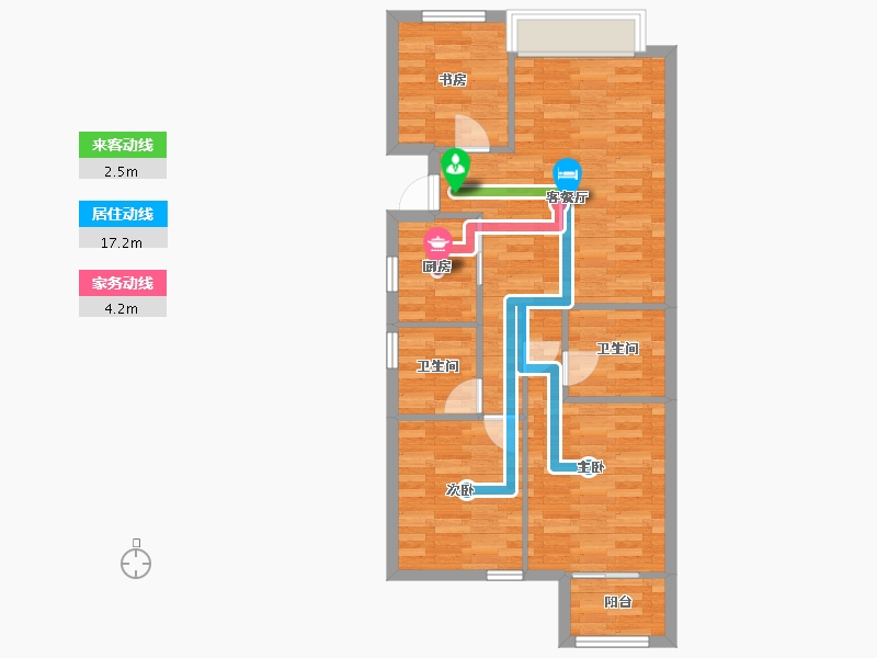 浙江省-杭州市-天城府天著90m²-71.16-户型库-动静线