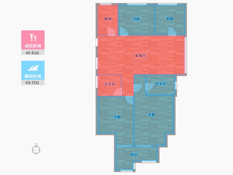 浙江省-杭州市-天城府天著127m²-106.61-户型库-动静分区