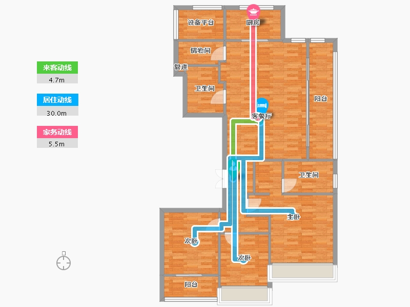 浙江省-杭州市-御东方137m²-111.32-户型库-动静线