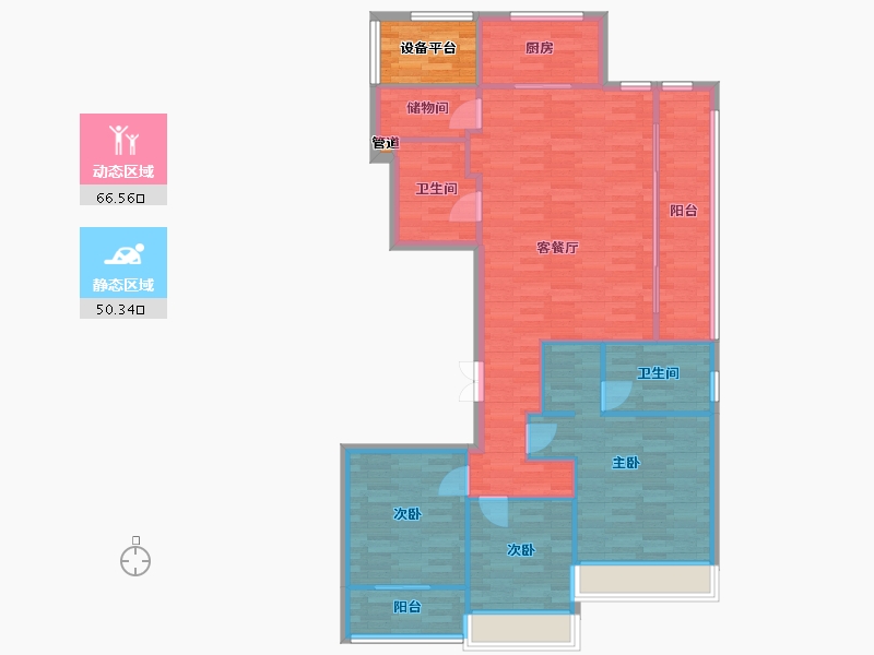 浙江省-杭州市-御东方137m²-111.32-户型库-动静分区