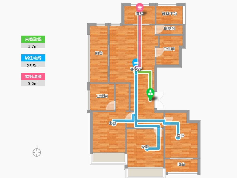 浙江省-杭州市-御东方138m²-100.70-户型库-动静线