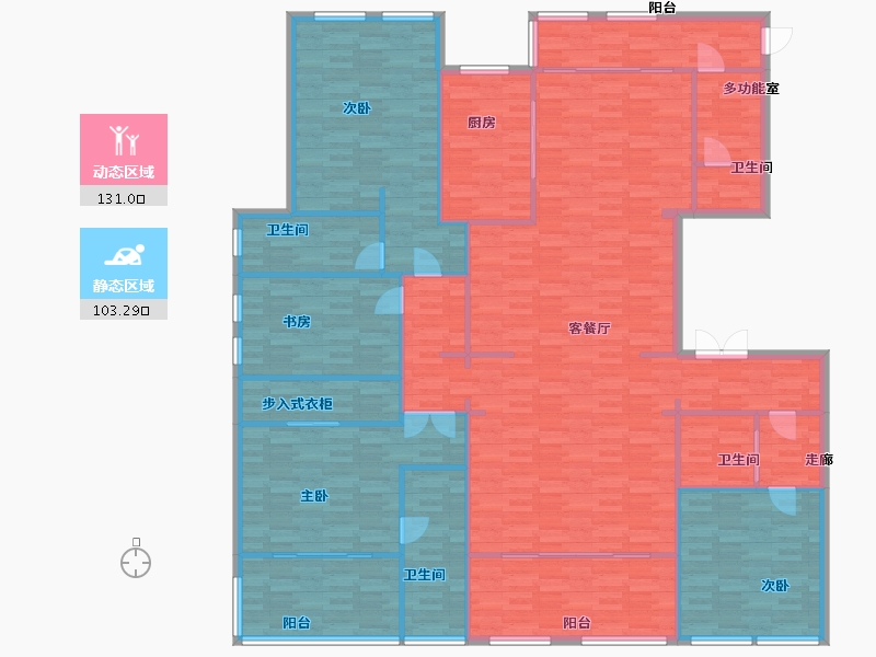 浙江省-杭州市-宋都阳光国际272m²-217.60-户型库-动静分区