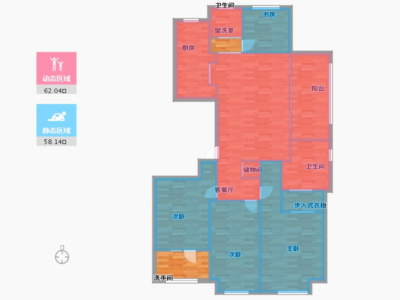 浙江省-杭州市-东城金茂府5号楼145m²-116.00-户型库-动静分区