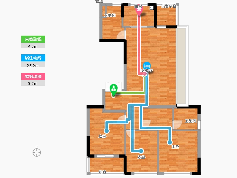 浙江省-杭州市-花语天境府118m²-94.40-户型库-动静线