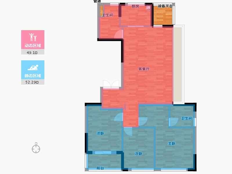 浙江省-杭州市-花语天境府118m²-94.40-户型库-动静分区