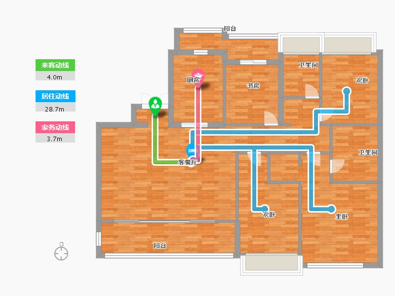 浙江省-杭州市-花语天境府149m²-119.20-户型库-动静线