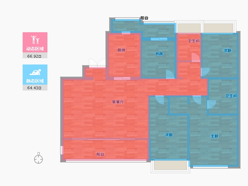 浙江省-杭州市-花语天境府149m²-119.20-户型库-动静分区