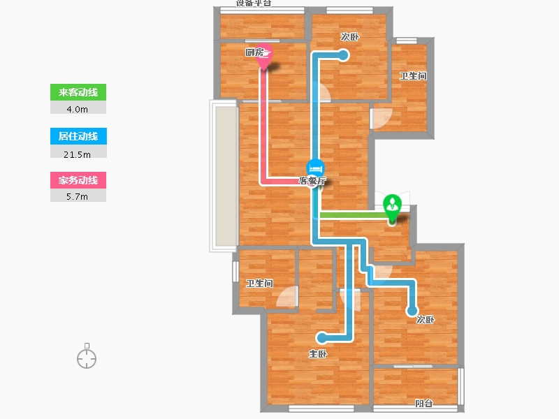 浙江省-杭州市-花语天境府111m²-88.80-户型库-动静线