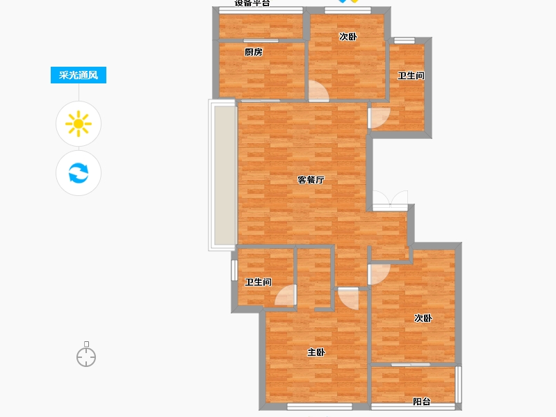 浙江省-杭州市-花语天境府111m²-88.80-户型库-采光通风