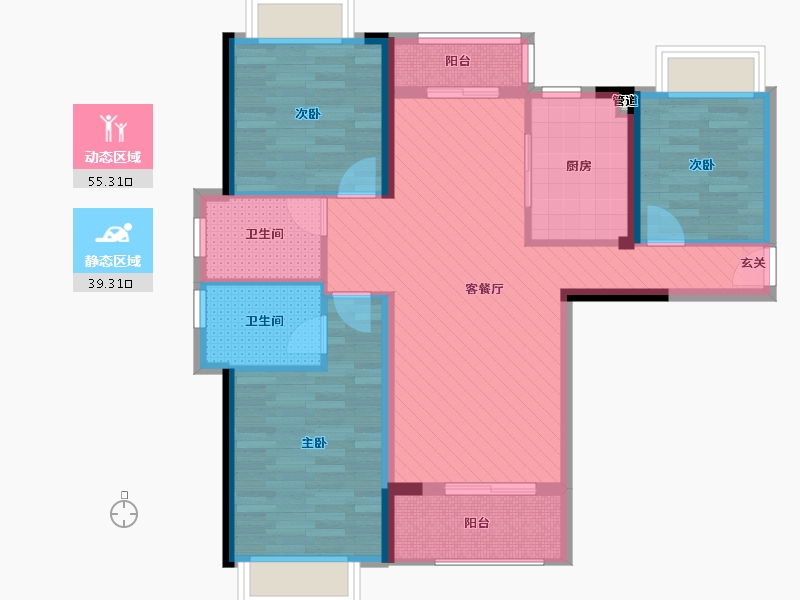 湖北省-武汉市-广电兰亭时代-82.89-户型库-动静分区